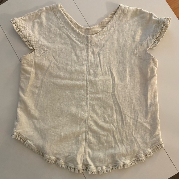 DUNES Vintage Cream Ruffle Sleeveless Coastal Cowgirl Boho Chic Top Lagenlook - Picture 2 of 6